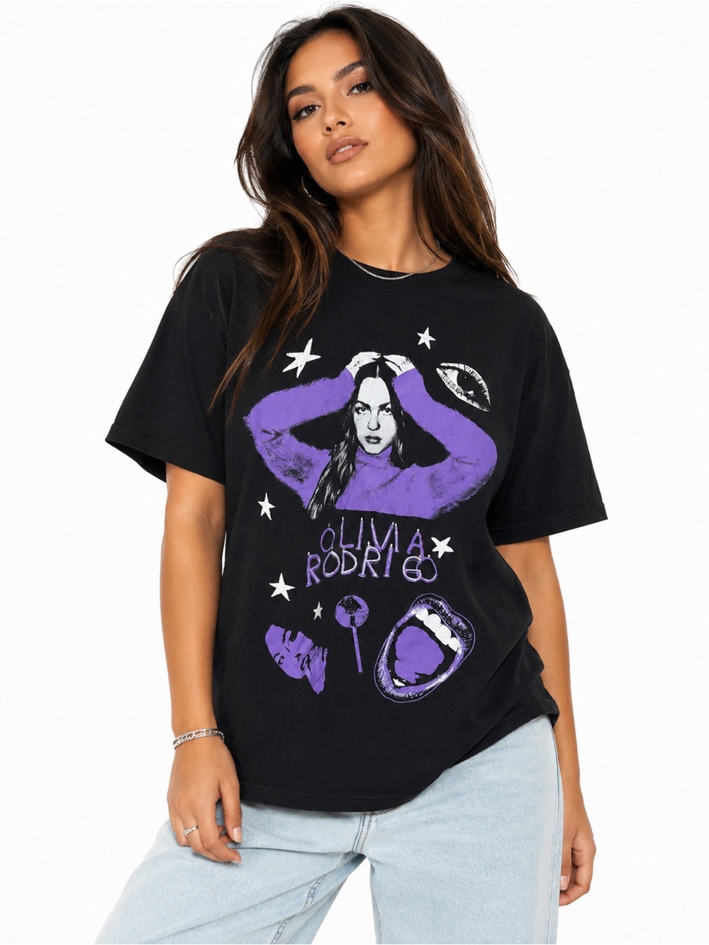 NWOT Olivia Rodrigo Purple And Black Graphic Print Short Sleeve Tshirt Sz XL